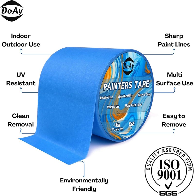 DOAY Blue Painters Tape 4 Inches x 45 Yards - 3D Printing Tape - Multi Surface Use - Single Roll - Image 2